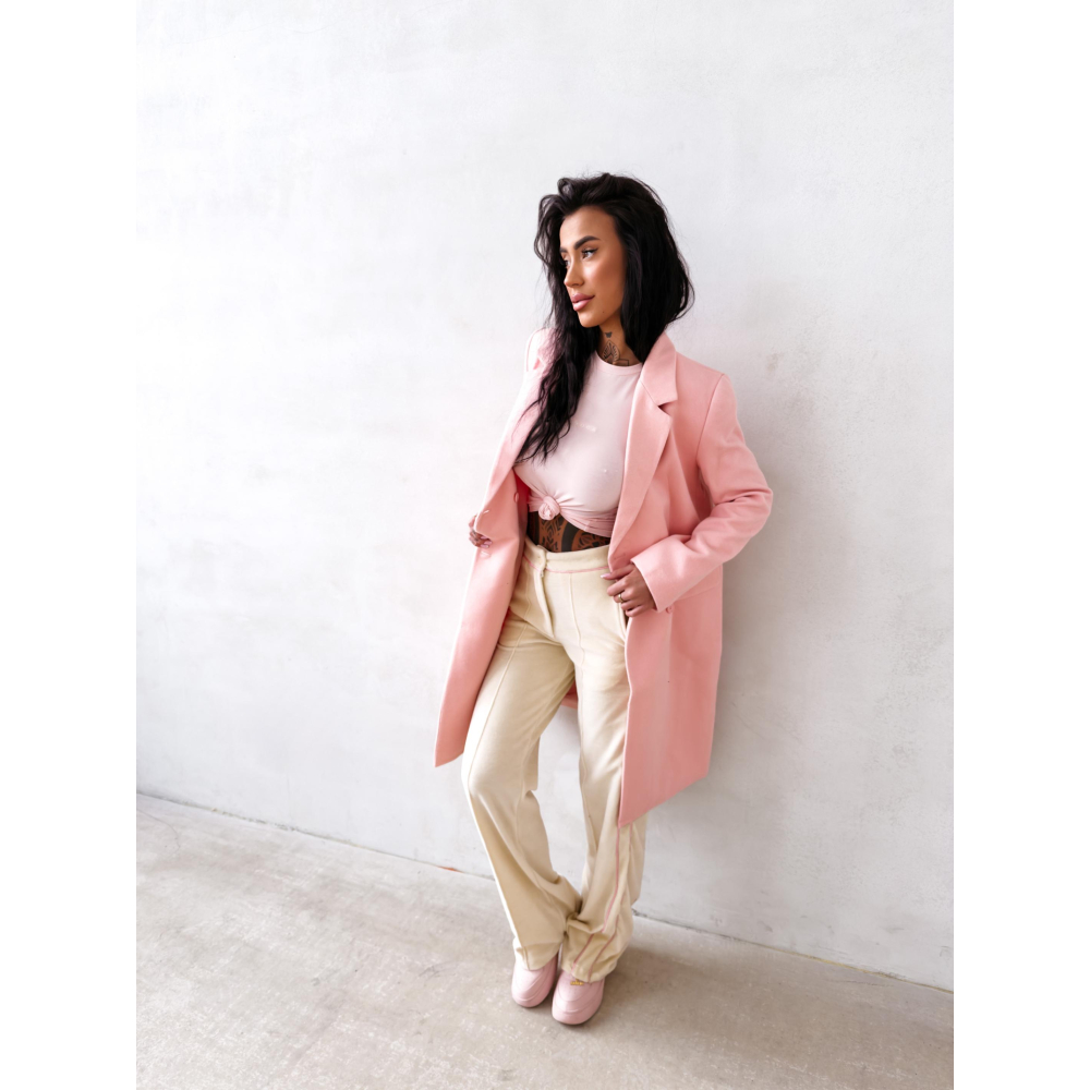 PŁASZCZ DAMSKI DŁUGI OLAVOGA FONAJ CORAL PINK