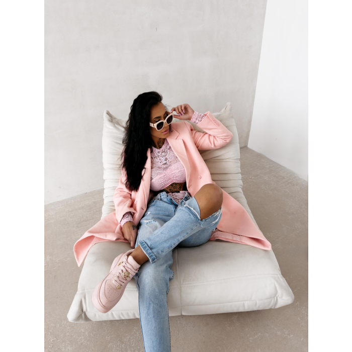PŁASZCZ DAMSKI DŁUGI OLAVOGA FONAJ CORAL PINK