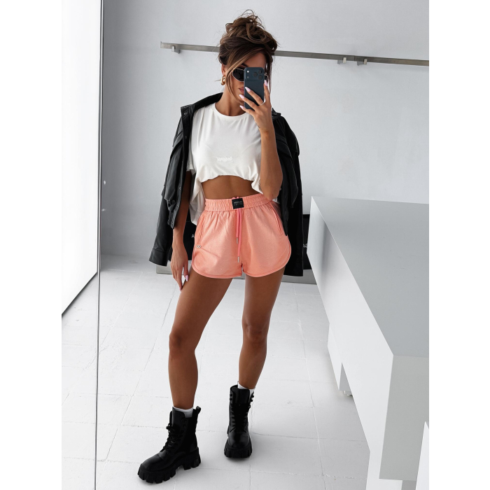 SPODENKI DAMSKIE BAWEŁNIANE KRÓTKIE KRYSZTAŁKI OLAVOGA SWIFT PEACH PINK