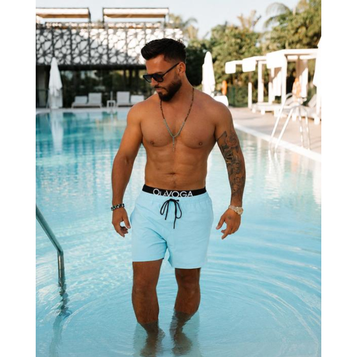 SPODENKI KĄPIELOWE MĘSKIE KĄPIELÓWKI LOGOWANE OLAVOGA MEN SWIMWEAR REON BLUE
