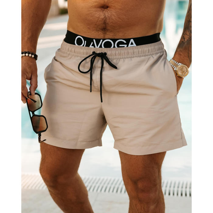 SPODENKI KĄPIELOWE MĘSKIE KĄPIELÓWKI LOGOWANE OLAVOGA MEN SWIMWEAR REON BEIGE