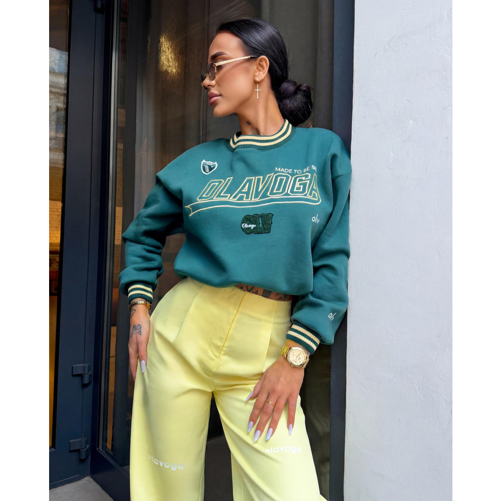 BLUZA DRESOWA BAWEŁNIANA DAMSKA OLAVOGA VESA DEEP GREEN BLUZA DRESOWA BAWEŁNIANA DAMSKA OLAVOGA VESA DEEP GREEN