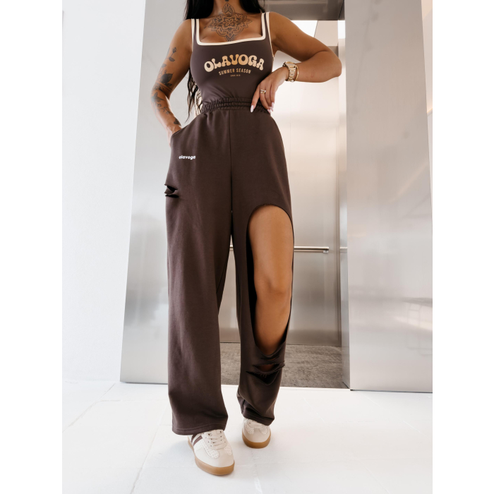 SPODNIE DRESOWE DZIURY OLAVOGA VERANE BROWN