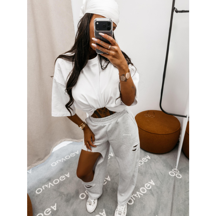 SPODNIE DRESOWE DZIURY OLAVOGA VERANE GRAY