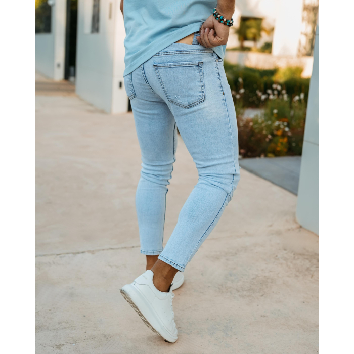 SPODNIE JEANSOWE MĘSKIE DENIM OLAVOGA MEN AMERON LIGHT BLUE