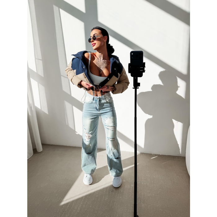 SPODNIE JENSOWE DENIM BAGGY DZIURY OLAVOGA BAMBI BLUE