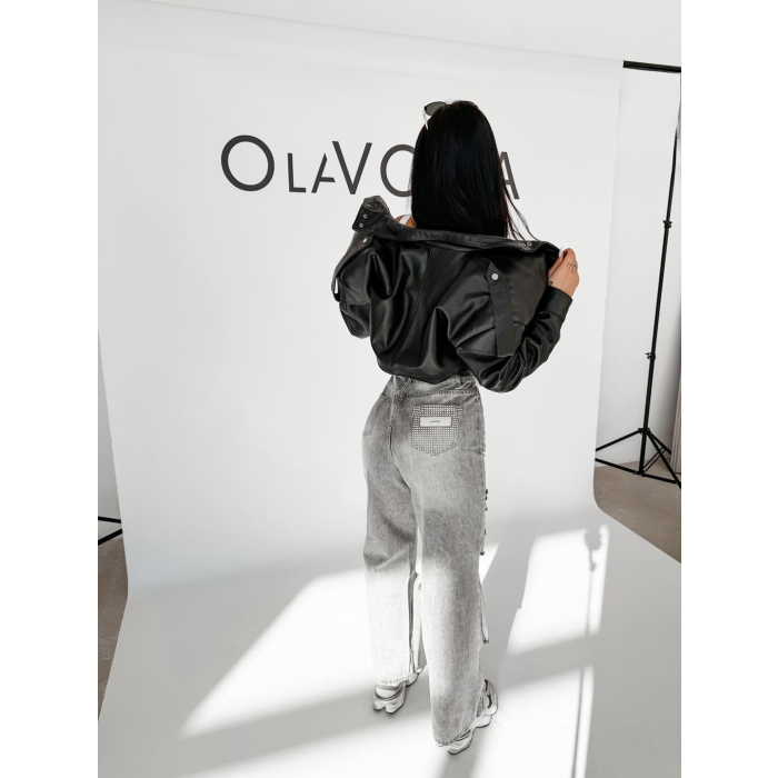 SPODNIE JENSOWE DENIM BAGGY DZIURY OLAVOGA BAMBI GRAY