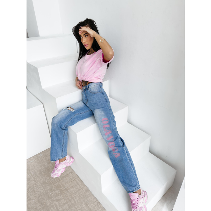 SPODNIE JENSOWE DENIM DZIURY FARBA OLAVOGA LOVERI JEANS