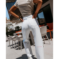 SPODNIE JENSOWE DENIM DZIURY KORONKA OLAVOGA BALTIS WHITE