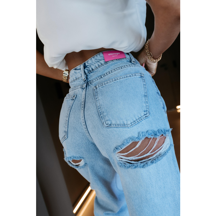 SPODNIE JENSOWE DENIM DZIURY OLAVOGA DISTRY BLUE