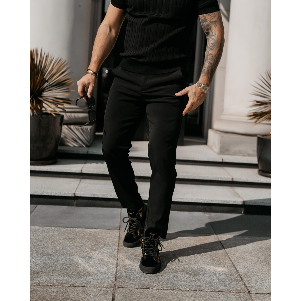 SPODNIE MĘSKIE ELEGANCKIE OLAVOGA MEN LORENZO BLACK