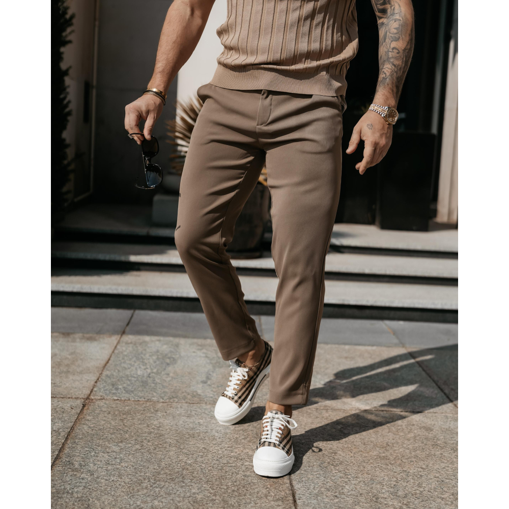 SPODNIE MĘSKIE ELEGANCKIE OLAVOGA MEN LORENZO BEIGE