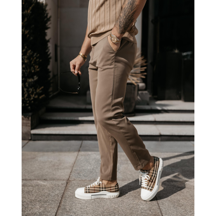SPODNIE MĘSKIE ELEGANCKIE OLAVOGA MEN LORENZO BEIGE