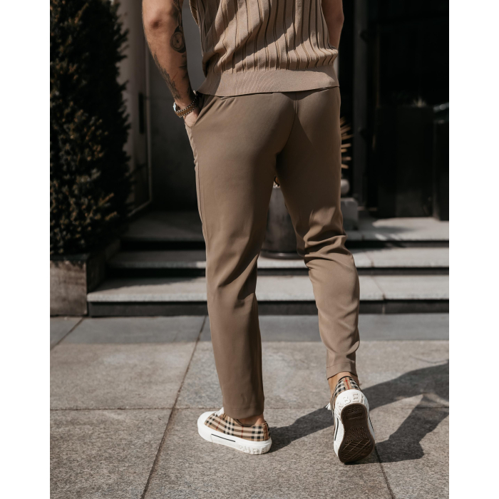 SPODNIE MĘSKIE ELEGANCKIE OLAVOGA MEN LORENZO BEIGE