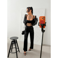 SPODNIE SZEROKIE LOGOWANE OLAVOGA LUXE LOUNGE BLACK