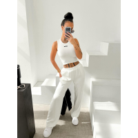 SPODNIE SZEROKIE LOGOWANE OLAVOGA LUXE LOUNGE ECRU