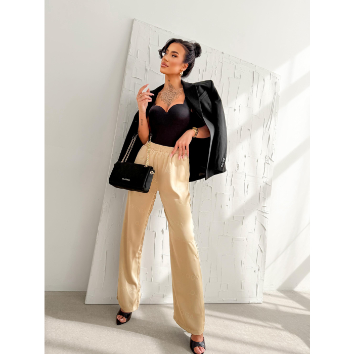SPODNIE SZEROKIE LOGOWANE OLAVOGA LUXE LOUNGE BEIGE