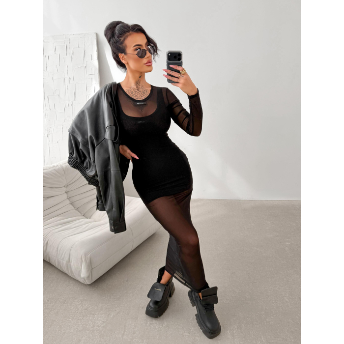 SUKIENKA SIATECZKA MAXI OLAVOGA DRASY BLACK