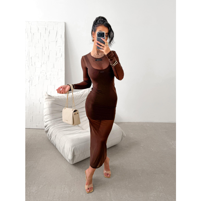 SUKIENKA SIATECZKA MAXI OLAVOGA DRASY BROWN
