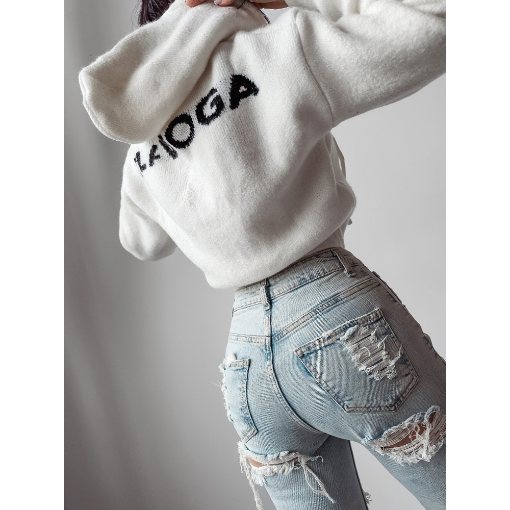 SWETER OVERSIZE NA ZAMEK Z KAPTUREM OLAVOGA VIOLET ECRU