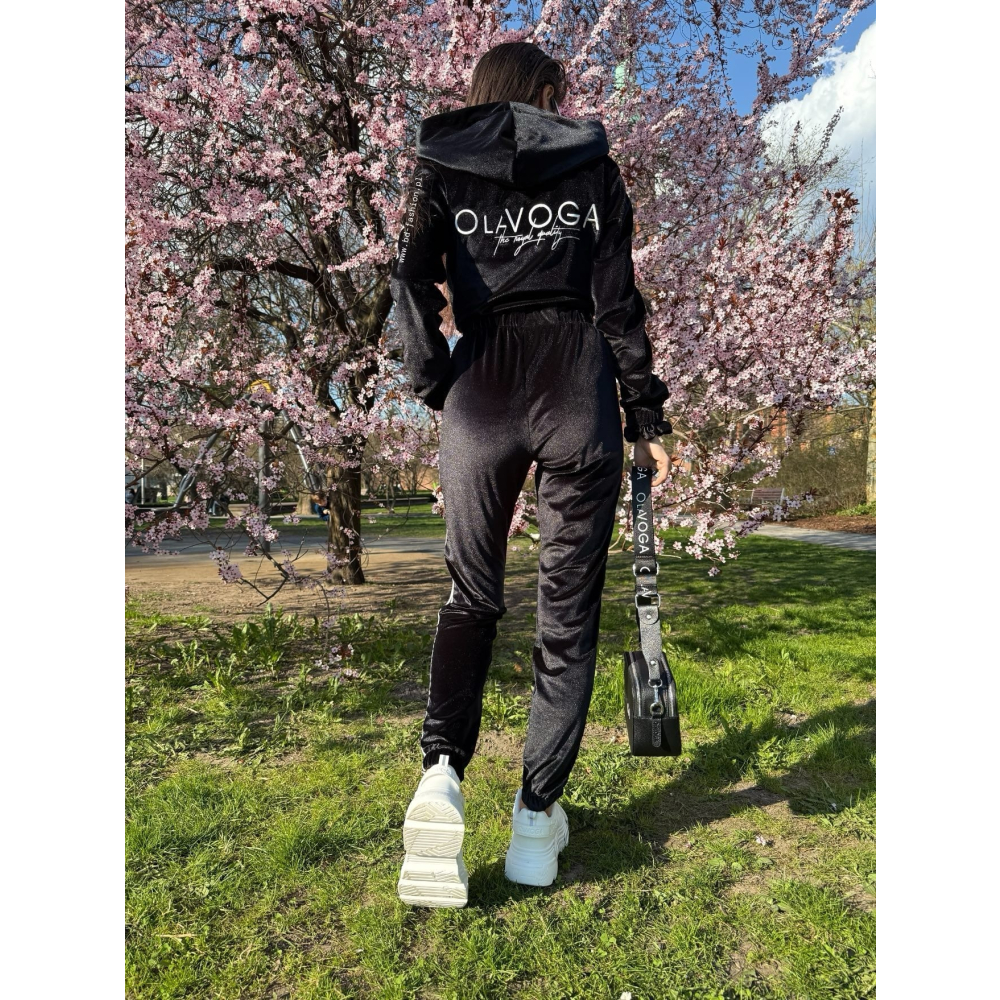 KOMPLET DRES DAMSKI WELUROWY OLAVOGA JUNTO BLACK