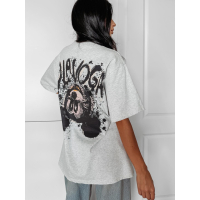 BLUZKA T-SHIRT DAMSKI OVERSIZE MYSZKA MIKI OLAVOGA RUST GRAY