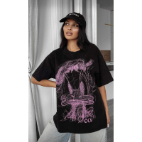 BLUZKA T-SHIRT DAMSKI OVERSIZE DONALD CYRKONIE OLAVOGA MARA BLACK
