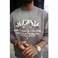 BLUZA MĘSKA BAWEŁNIANA OVERSIZE OLAVOGA MEN VIROUS GRAFIT