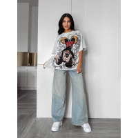 BLUZKA T-SHIRT DAMSKI OVERSIZE MYSZKA MIKI OLAVOGA RUST GRAY