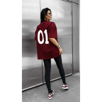 BLUZKA T-SHIRT DAMSKI OVERSIZE OLAVOGA RUSSET BURGUND