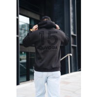 BLUZA MĘSKA BAWEŁNIANA Z KAPTUREM OVERSIZE OLAVOGA MEN VITREGNO BLACK
