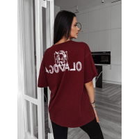 BLUZKA T-SHIRT DAMSKI OVERSIZE DONALD CYRKONIE OLAVOGA MARA BORDO