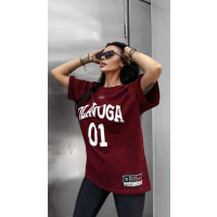 BLUZKA T-SHIRT DAMSKI OVERSIZE OLAVOGA RUSSET BURGUND