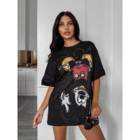 BLUZKA T-SHIRT DAMSKI OVERSIZE MYSZKA MIKI OLAVOGA RUST BLACK