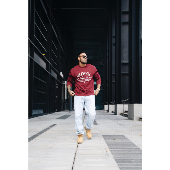 BLUZA MĘSKA BAWEŁNIANA OVERSIZE OLAVOGA MEN VIROUS BURGUND