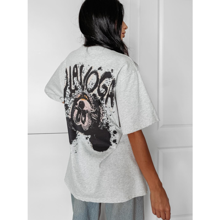 BLUZKA T-SHIRT DAMSKI OVERSIZE MYSZKA MIKI OLAVOGA RUST GRAY