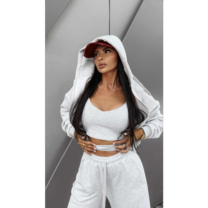 BLUZA DRESOWA DAMSKA NA ZAMEK OVERSIZE OLAVOGA OVERCAST GRAY
