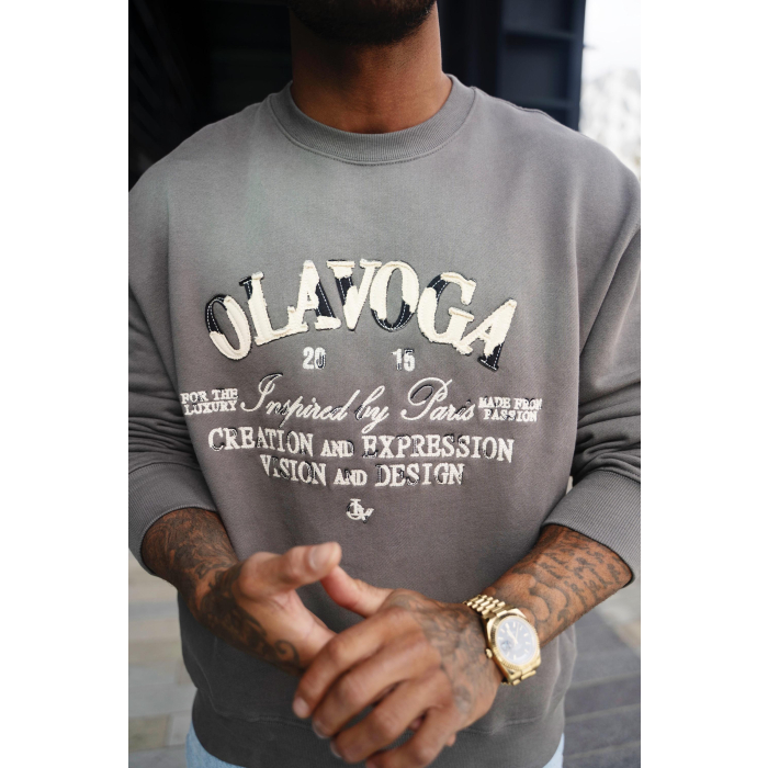BLUZA MĘSKA BAWEŁNIANA OVERSIZE OLAVOGA MEN VIROUS GRAFIT