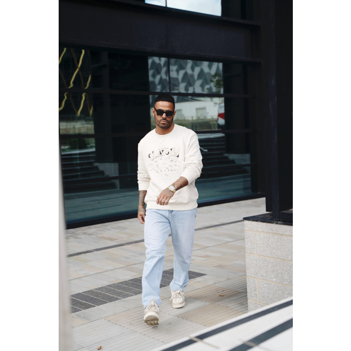 BLUZA MĘSKA BAWEŁNIANA OVERSIZE OLAVOGA MEN VIROUS BEIGE