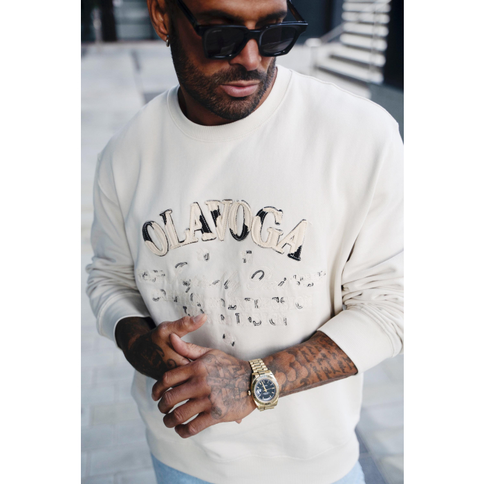 BLUZA MĘSKA BAWEŁNIANA OVERSIZE OLAVOGA MEN VIROUS BEIGE