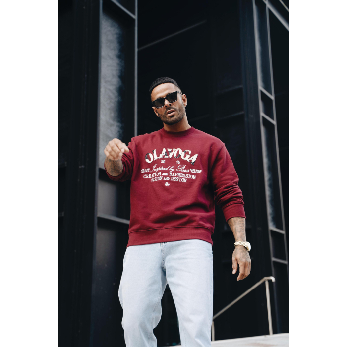 BLUZA MĘSKA BAWEŁNIANA OVERSIZE OLAVOGA MEN VIROUS BURGUND