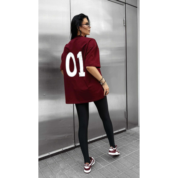 BLUZKA T-SHIRT DAMSKI OVERSIZE OLAVOGA RUSSET BURGUND
