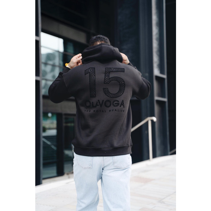 BLUZA MĘSKA BAWEŁNIANA Z KAPTUREM OVERSIZE OLAVOGA MEN VITREGNO BLACK