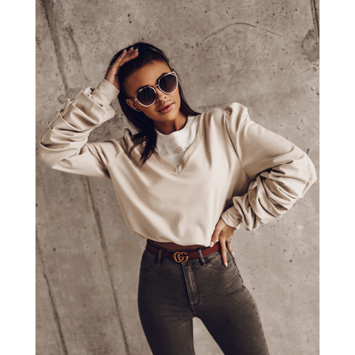 BLUZA DOUBLE SET BEŻ