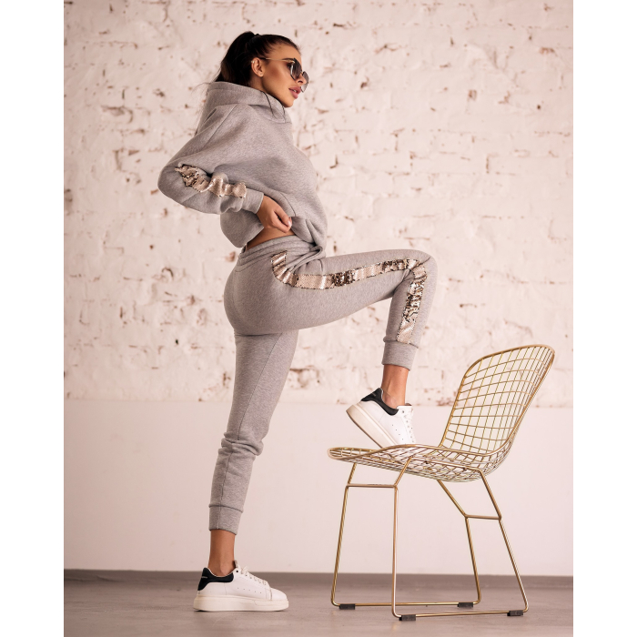 KOMPLET DRES SEQUIN STRIPES GRAY