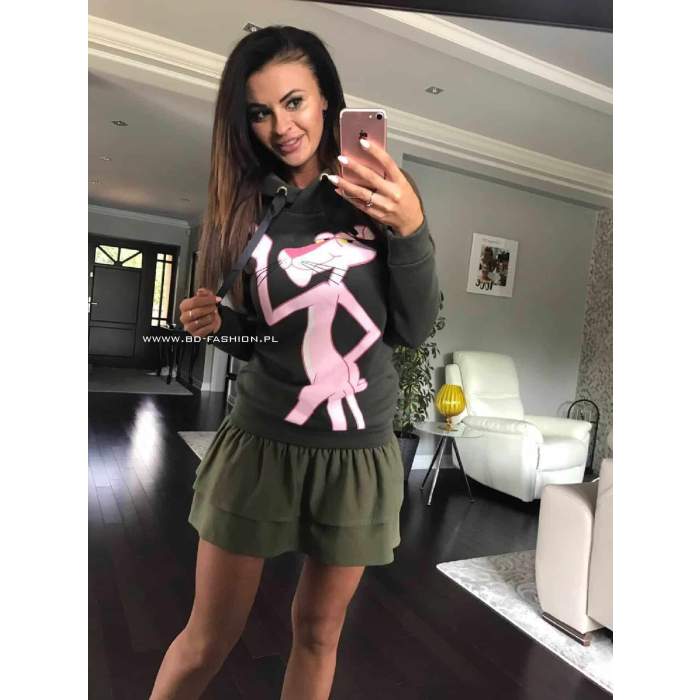 BLUZA Z KAPTUREM PANTERA KHAKI