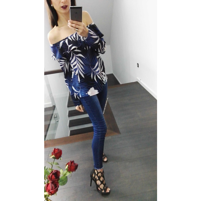 BLUZKA HISZPANKA LOLITA KWIATY BLUE