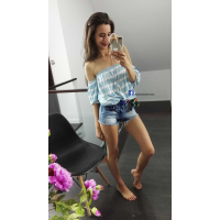 BLUZKA HISZPANKA PASY BABY BLUE