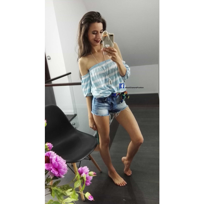 BLUZKA HISZPANKA PASY BABY BLUE