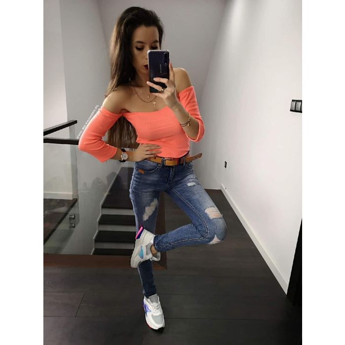 BLUZKA HISZPANKA PRĄŻEK EMILI NEON ORANGE